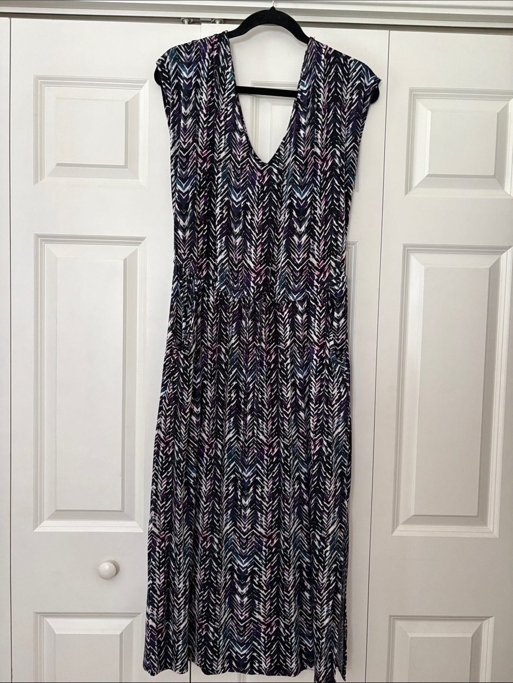 Torrid Black and White Chevron Maxi Dress with Multicolor Accents
